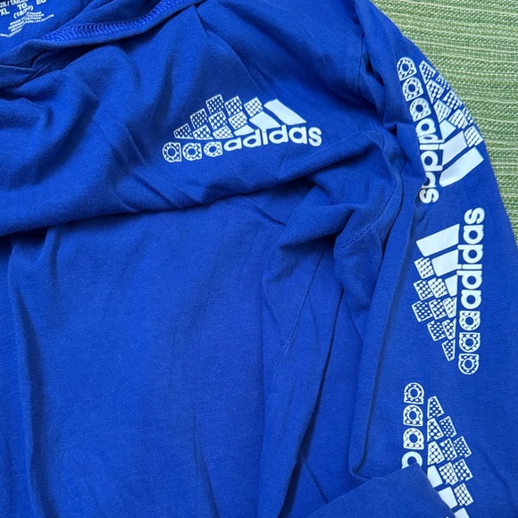 Adidas Royal Blue Hooded Tee with Sleeves - Picture 3 of 5